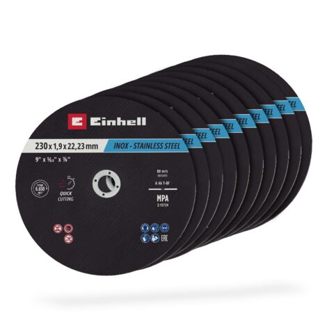Original Einhell Trennscheiben Metall, 10-tlg., Ø 230 mm (Schnelles Trennen, Metallverarbeitung, Leichter Schnitt, MPA-zertifiziert, Markenunabhängig) (1/5)