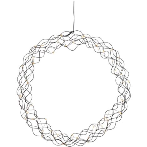 Fensterkranz ,Curly' aus Metall, schwarz, Netzbetrieb, 50 LEDs, warmweiß, Ø 45cm (1/4)