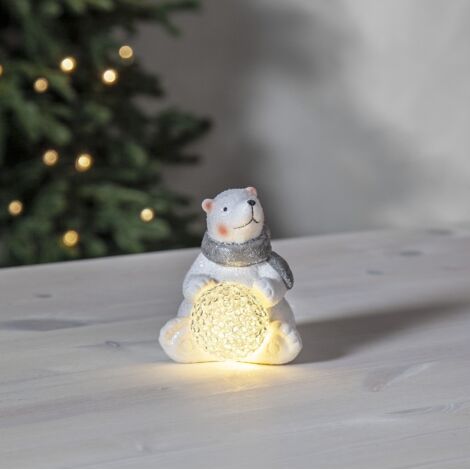 Weihnachtsleuchte Eisbär ,Polare' mit LED Schneekugel, Batterien + Timer, weiß, H 11cm (1/5)