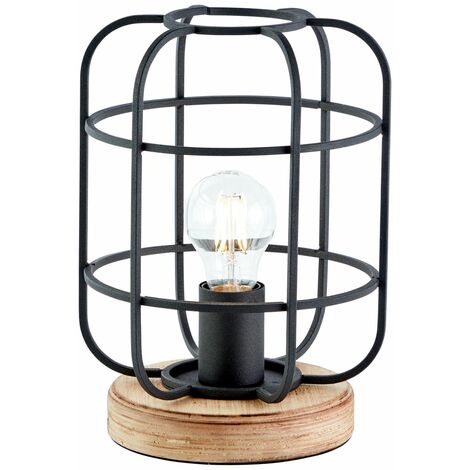 BRILLIANT Lampe, Gwen Tischleuchte antik holz/schwarz korund, Metall/Holz, 1x  A60, E27, 40W,Normallampen (nicht