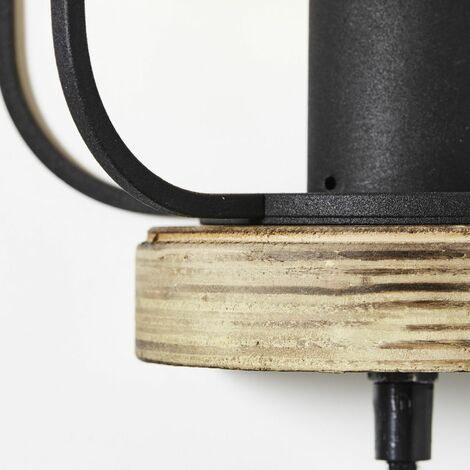 BRILLIANT Lampe, Gwen Wandleuchte antik holz/schwarz korund, Metall/Holz,  1x A60, E27, 52W,Normallampen (nicht enthalten)