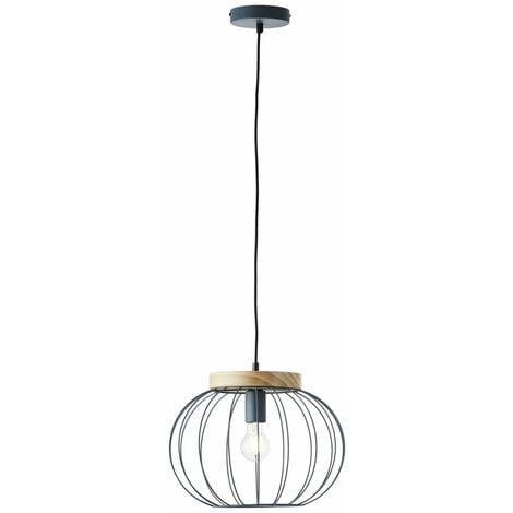 BRILLIANT Lampe, Sorana Pendelleuchte 1flg türkis, Metall/Holz, 1x A60,  E27, 40W,Normallampen (nicht enthalten)