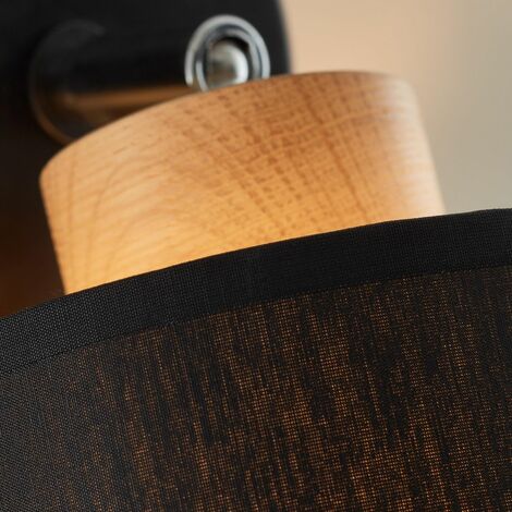 BRILLIANT Lampe, 1x (nicht E27, A60, Vonnie Metall/Holz/Textil, enthalten) Wandspot schwarz/holzfarbend, 25W,Normallampen