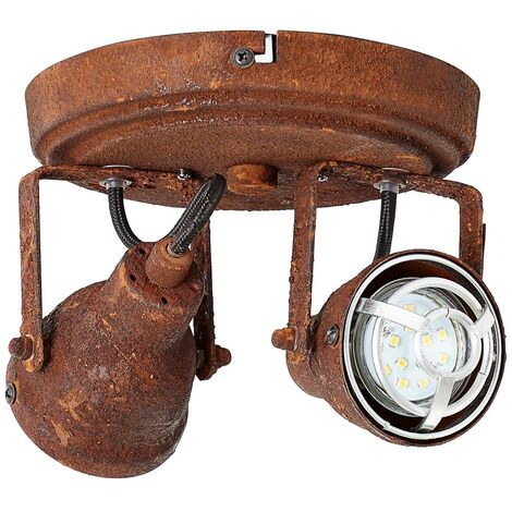 BRILLIANT Lampe Bente Spotrondell 2flg rostfarbend 2x PAR51, GU10, 4W,  geeignet für Reflektorlampen (nicht enthalten) Köpfe