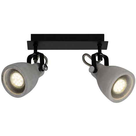PAR51, Reflektorlampen BRILLIANT Spotbalken geeignet Thanos grau matt/zement Lampe 2flg ( schwarz GU10, für 2x 20W,