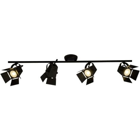 4x LED-PAR51, Spotrohr LED-Reflektorlampen ( 4flg BRILLIANT LED GU10, Lampe matt Movie 5W schwarz inklusive,