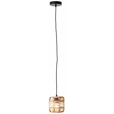 BRILLIANT Lampe, Crosstown Pendelleuchte 16cm holz hell/schwarz, Bambus/ Metall, 1x A60, E27, 40W,Normallampen (nicht