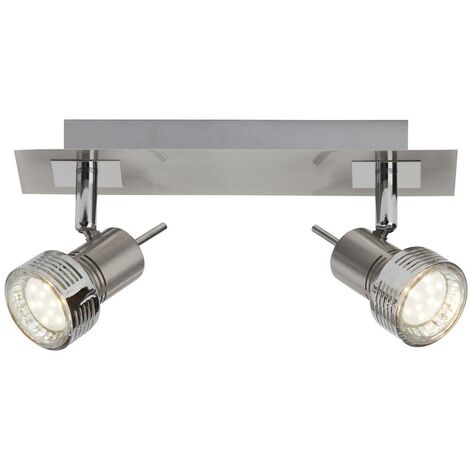 BRILLIANT Lampe Kassandra LED Spotbalken 2flg eisen/chrom  2x LED-PAR51, GU10, 3W LED-Reflektorlampen inklusive, (250lm, 3000K)  Köpfe schwenkbar