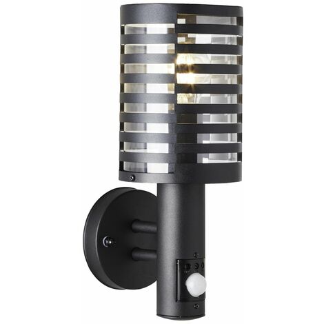 BRILLIANT Lampe, Venlo Außenwandleuchte stehend Bewegungsmelder schwarz  matt, Edelstahl/Kunststoff, 1x A60, E27, 40W,Normallampen (nicht