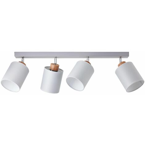 BRILLIANT Lampe, Vonnie Spotbalken 4flg grau/holz, Metall/Holz/Textil, 4x  A60, E27, 25W,Normallampen (nicht
