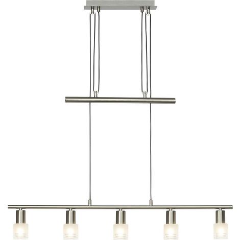 BRILLIANT Lampe Lea LED Pendelleuchte 5flg eisen/chrom 5x LED-D45, E14, 4W LED-Tropfenlampe inklusive, (450lm, 2700K) Höhenverstellbar durch Gegengewicht (1/2)