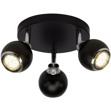 BRILLIANT Lampe Ina GU10, schwarz/chrom LED inklusive, ( 3W Spotrondell LED-PAR51, 3flg LED-Reflektorlampen 3x