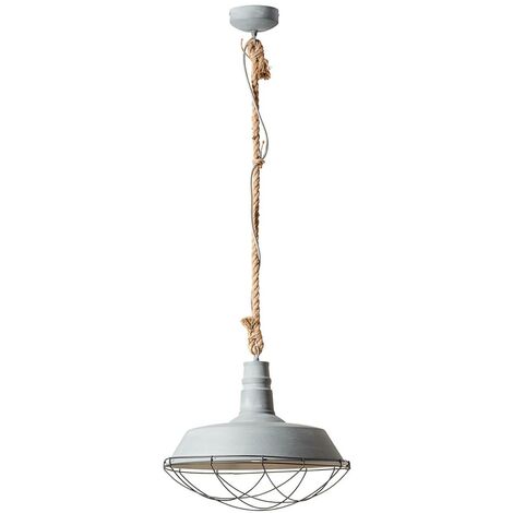 BRILLIANT Lampe Rope Pendelleuchte 47cm grau Beton 1x A60, E27, 60W,  geeignet für Normallampen (nicht enthalten)