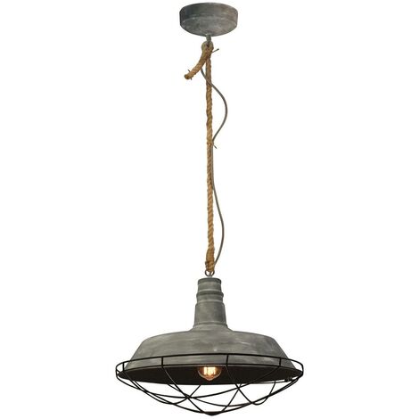 BRILLIANT Lampe Rope Pendelleuchte 47cm grau Beton 1x A60, E27, 60W,  geeignet für Normallampen (nicht enthalten)