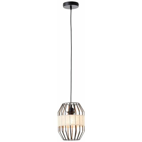BRILLIANT Lampe, Slope Pendelleuchte kürzbar A60, schwarz/natur, 40W, 1x einstellbar 23cm Höhe der in Kabel E27, 
