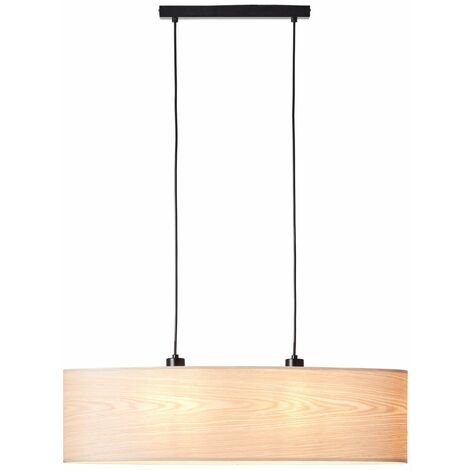 BRILLIANT Lampe, Romm Pendelleuchte 2flg holz kürzbar 2x 52W, hell/schwarz, / in oval Kabel E27, A60
