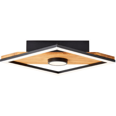 Brilliant Woodbridge LED Deckenleuchte 25x25cm holz/schwarz, Holz/Metall/ Kunststoff, 1x LED integriert, 18 W , (Lichtstrom: