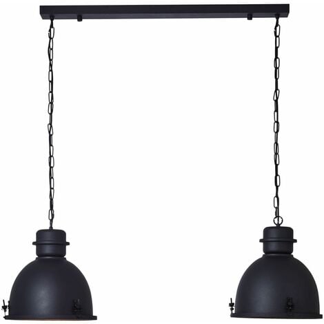 BRILLIANT Lampe, Kiki Pendelleuchte 2flg E27, enthalten) (nicht korund, schwarz Metall, 2x A60, 52W,Normallampen