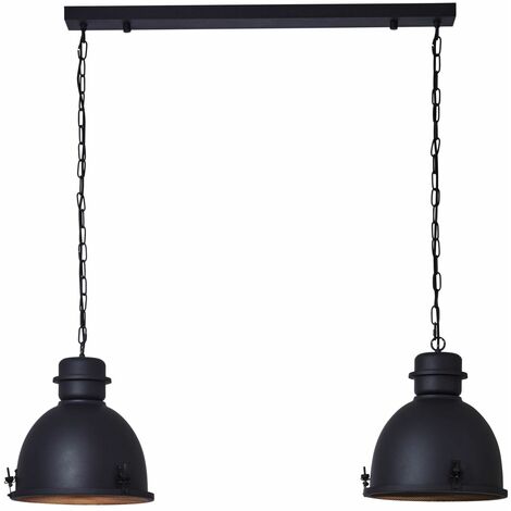 BRILLIANT Lampe, Kiki Pendelleuchte 2flg schwarz korund, Metall, 2x A60, E27,  52W,Normallampen (nicht enthalten)