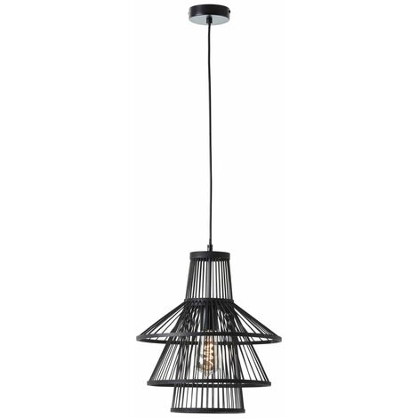 BRILLIANT Lampe, Hartland Pendelleuchte 35cm schwarz, 1x A60, E27, 25W,  Kabel kürzbar / in der Höhe einstellbar