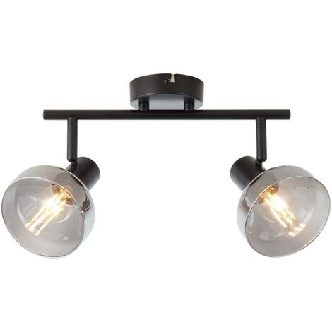BRILLIANT Lampe Reflekt Spotrohr 2flg schwarzmatt/rauchglas 2x D45, E14, 18W,  geeignet für Tropfenlampen (nicht enthalten)