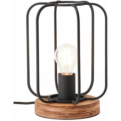 BRILLIANT Lampe, Tosh Tischleuchte antik holz/schwarz korund, 1x A60, E27,  40W, Holz aus nachhaltiger Waldwirtschaft (