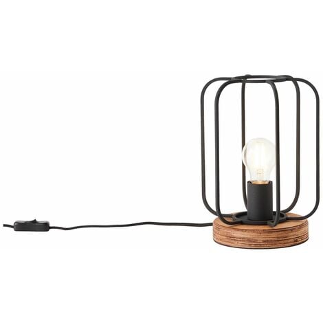 BRILLIANT Lampe, Tosh Tischleuchte antik holz/schwarz korund, 1x A60, E27,  40W, Holz aus nachhaltiger Waldwirtschaft (