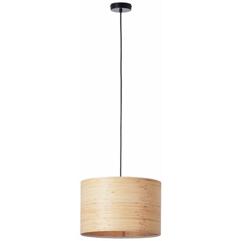 BRILLIANT Lampe, Romm Pendelleuchte 35cm hell/schwarz, in der kürzbar Kabel 1x holz / E27, A60, 52W