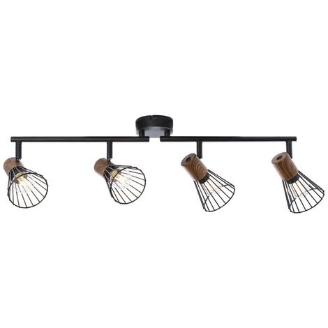 BRILLIANT Lampe Manama Spotrohr 4flg holz dunkel/schwarz matt 4x D45, E14,  18W, geeignet für Tropfenlampen (