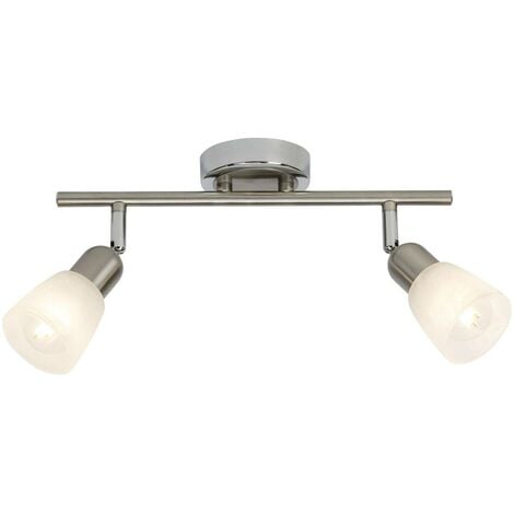 BRILLIANT Lampe Bethany LED Spotrohr 2flg eisen/chrom/weiß-alabaster 2x LED-D45,  E14, 4W LED-