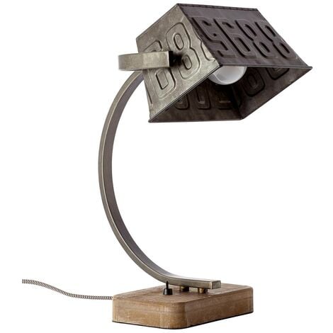 BRILLIANT Lampe Drake Tischleuchte schwarz stahl/braun 1x A60, E27, 40W,  geeignet für Normallampen (nicht enthalten)
