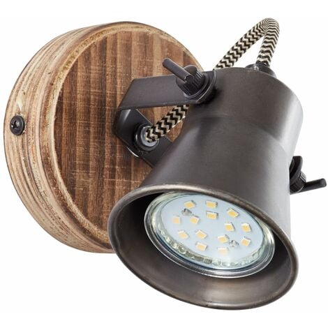 BRILLIANT Lampe Seed geeignet für PAR51, 5W, Reflektorlampen GU10, Wandspot hell 1x schwarz stahl/holz (nicht