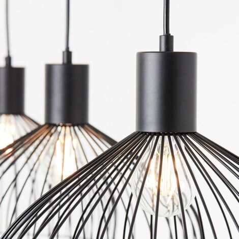 BRILLIANT Lampe, Blacky Pendelleuchte 3flg Kabel in der E27, Höhe matt, A60, 40W, schwarz / 3x kürzbar