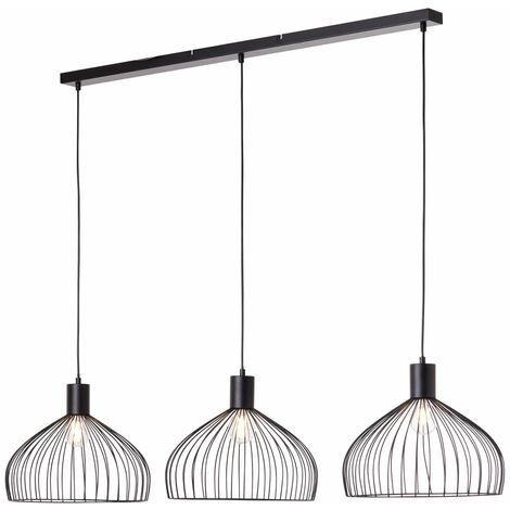 BRILLIANT Lampe, Blacky schwarz / A60, Höhe 3flg in E27, 3x kürzbar der 40W, matt, Kabel Pendelleuchte