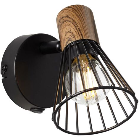 regeling Moeras Geestig BRILLIANT Lampe Manama Wandspot Schalter holz dunkel/schwarz matt 1x D45,  E14, 18W, geeignet für Tropfenlampen (