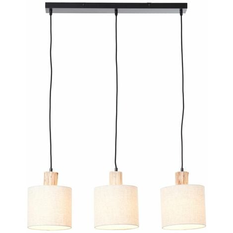 BRILLIANT Lampe, Pia Pendelleuchte 3flg Balken schwarz/natur, 3x A60, E27,  40W, Holz aus nachhaltiger Waldwirtschaft ( | Tischlampen
