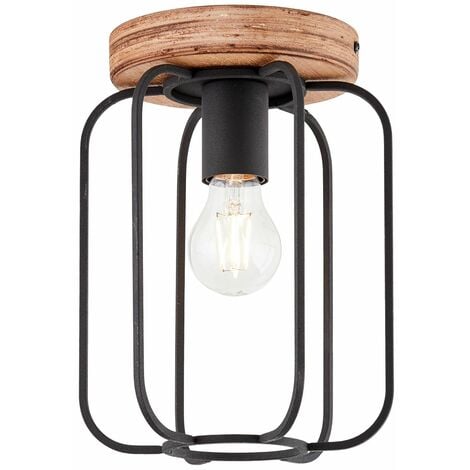 BRILLIANT Lampe, 40W, 20cm holz/schwarz aus A60, Tosh korund, nachhaltiger E27, antik Deckenleuchte Holz 1x