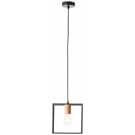 BRILLIANT Lampe, Arica Pendelleuchte 20x20cm schwarz/holzfarbend, 1x A60,  E27, 60W, Kabel kürzbar / in der Höhe