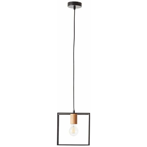 BRILLIANT Lampe, Pendelleuchte E27, in kürzbar schwarz/holzfarbend, A60, Kabel 1x / 20x20cm der Arica 60W, Höhe