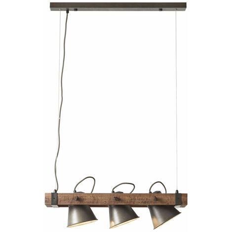 BRILLIANT Lampe, Decca Pendelleuchte 3flg schwarz stahl, 3x A60, E27, 10W,  Holz aus nachhaltiger Waldwirtschaft (FSC)