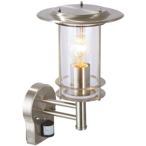 BRILLIANT Lampe York Bewegungsmelder stehend Normallampen edelstahl IP- g.f. ent. 40W, Außenwandleuchte E27, n. 1x A60