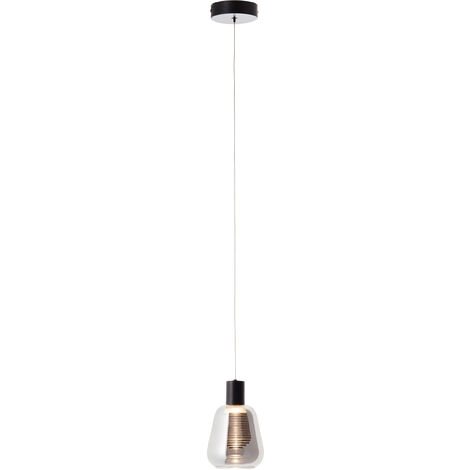 Brilliant Carlson LED , 1x integriert, Pendelleuchte LED 5 (Lichtstrom: Glas/Metall/Kunststoff, W 1flg schwarz/rauchglas