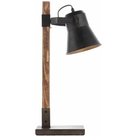 BRILLIANT Lampe, Decca Tischleuchte schwarz stahl, 1x A60, E27, 10W, Holz  aus nachhaltiger Waldwirtschaft (FSC)