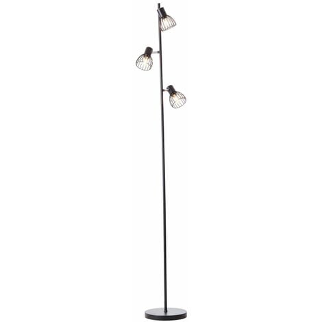 BRILLIANT Lampe, 25W, Standleuchte 3x schwarz Mit matt, D45, E14, Blacky 3flg Fußschalter