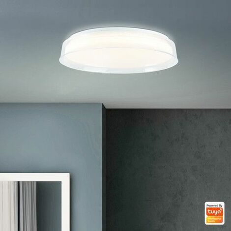 BRILLIANT Leanna LED Deckenleuchte 41cm 24W LED integriert, LED Tuya-App integriert, transparent/weiß 1x (Lichtstrom
