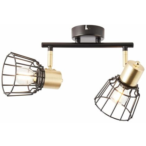 E14, matt/messing 2x Spotrohr Lampe, (nicht BRILLIANT D45, Posca 2flg schwarz gebürstet, Metall, 40W,Tropfenlampen