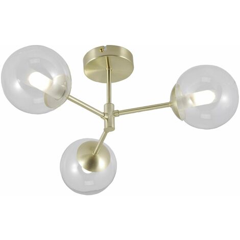 BRILLIANT Lampe, Gitse G9, enthalten) Deckenleuchte QT14, 3flg 3x Metall/Glas, 20W,Stiftsockellampen edelstahl, (nicht