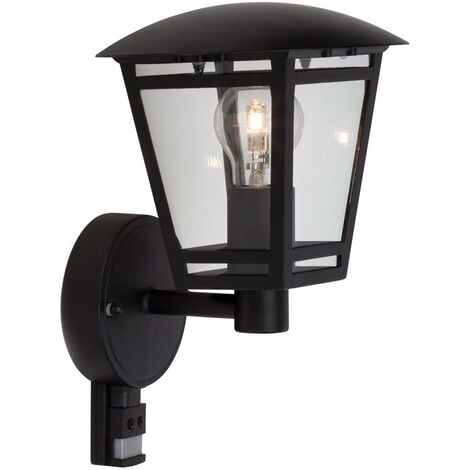 BRILLIANT Lampe enthalten) für (nicht geeignet Normallampen stehend Bewegungsmelder schwarz A60, 40W, E27, 1x Außenwandleuchte Riley