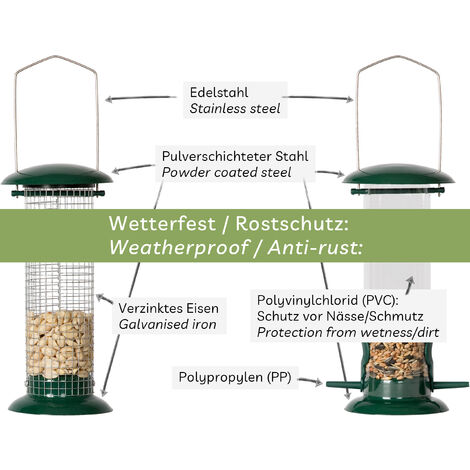 needs&wants 2er Set: Vogelfutterspender zum Aufhängen aus Metall