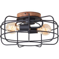 Brilliant Lampe Gwen Deckenleuchte 40cm antik holz/schwarz korund Metall/Bambus braun 2x A60, E27, 40 W